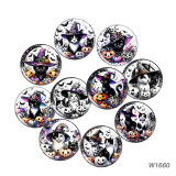 20MM 10pcs/lot Halloween Cat Cartoon  glass snap button charms