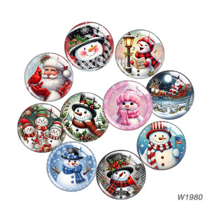 20MM 10pcs/lot Christmas Snowman Cartoon  glass snap button charms