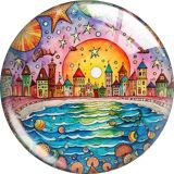 20MM 10pcs/lot Colorful Canvas  Cartoon  glass snap button charms