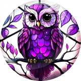 20MM 10Pcs/lot owl Print glass snap button charms