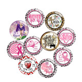 20MM 10Pcs/lot Pink Ribbon Print glass snaps buttons  DIY jewelry