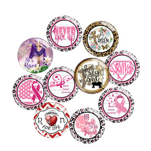 20MM 10Pcs/lot Pink Ribbon Print glass snaps buttons  DIY jewelry