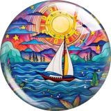 20MM 10pcs/lot Colorful Canvas  Cartoon  glass snap button charms