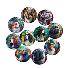 20MM 10Pcs/lot dog Print glass snap button charms