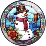 20MM 10Pcs/lot Christmas Snowman Print glass snaps buttons  DIY jewelry