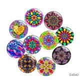 20MM 10pcs/lot Colorful patterns Print glass snap button charms