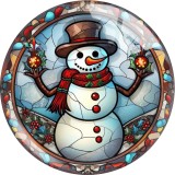 20MM 10Pcs/lot Christmas Snowman Print glass snaps buttons  DIY jewelry