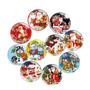20MM 10Pcs/lot Christmas Print glass snap button charms