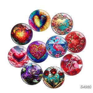 20MM 10pcs/lot love  Valentine's Day pattern  Print glass snap button charms