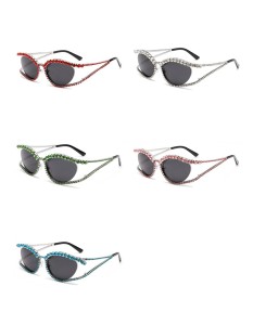 Diamond studded hollow out Y2K cat eye sunglasses