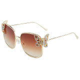 Diamond studded sunglasses with butterfly metal frames, exquisite sunglasses