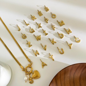 Stainless Steel Love 26 Letter Pearl Pendant Necklace