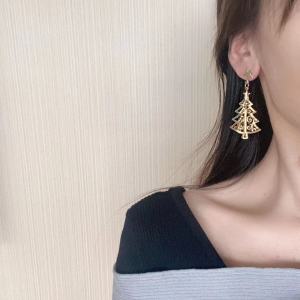 Christmas Gold 3D Christmas Tree Earrings