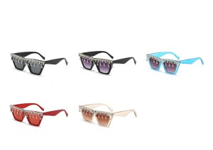 Diamond studded tassel retro gorgeous high-end trendy sunglasses party UV resistant sunglasses