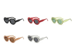 Round frame large frame diamond inlaid sunglasses, UV resistant sunglasses