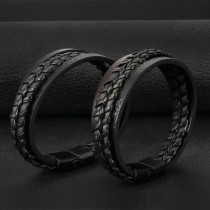 Magnetic leather rope hand woven bracelet