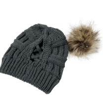 Cross hole ball knitted hat for warmth