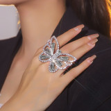Gorgeous sparkling crystal rhinestone butterfly ring