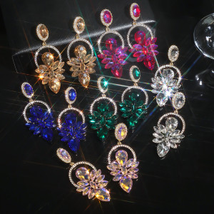 Colorful sparkling glass rhinestone earrings