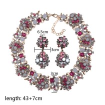 Fashionable handmade colorful crystal necklace earring set