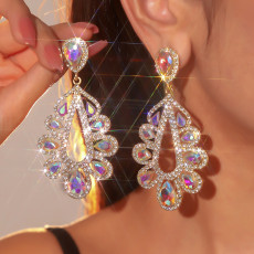 Colorful sparkling glass rhinestone earrings