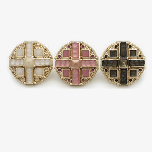 20mm snap button Pink and white metal button, cross shaped circular