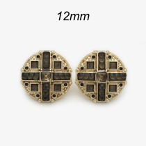12mm snap button Pink and white metal button, cross shaped circular