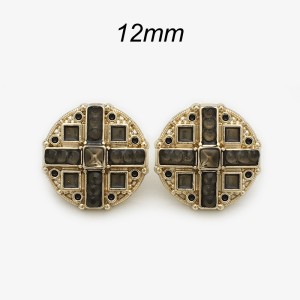 12mm snap button Pink and white metal button, cross shaped circular