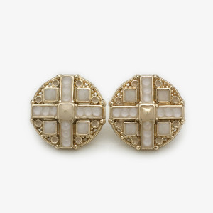 20mm snap button Pink and white metal button, cross shaped circular