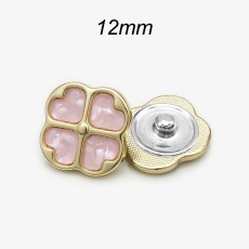 12mm snap button Pink clover resin metal double button