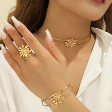 Stainless steel jewelry set, necklace, bracelet, ring