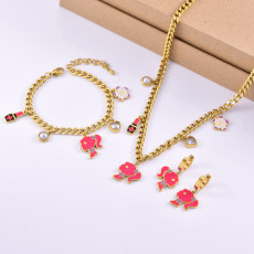 European and American stainless steel little girl pendant necklace cute bracelet earrings