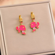 European and American stainless steel little girl pendant necklace cute bracelet earrings