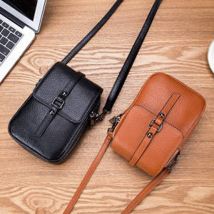 Vertical double-layer genuine leather phone bag diagonal cross bag for women wholesale