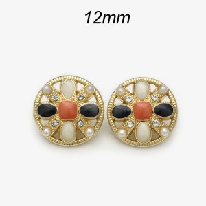 12mm metal snap button Cross Gold Black