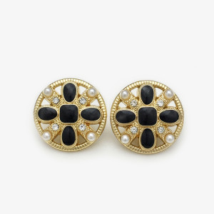 20mm metal snap button Cross Gold Black