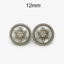 12mm snap button Pink resin metal snowflake rhinestone