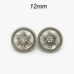 12mm snap button Pink resin metal snowflake rhinestone