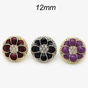 12mm metal snap button Red Purple Black flower