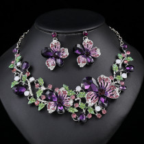 Hot selling necklace, earring, necklace set, women's luxury crystal, women's fashionable flower bridal accessories
