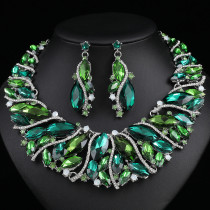 Earrings, necklace set, high-end crystal studded diamond wedding dress, banquet jewelry matching