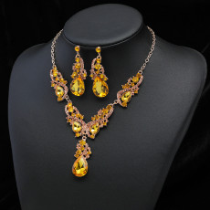 New crystal European and American necklace earring set, bridal jewelry dress