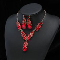 New crystal European and American necklace earring set, bridal jewelry dress