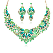 Crystal necklace set, leaves, flowers, luxurious jewelry, bridal wedding accessories