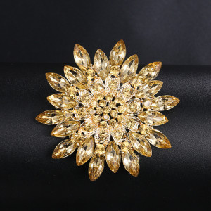 Crystal new fashionable brooch, women's alloy electroplated scarf, brooch, clothing accessories, chest flower, spot wholesale
