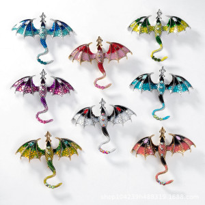 Retro Drip Oil Cartoon Flying Dragon Style High end Brooch for Men's Suits, Coats, Accessories, Pin Chest Flower