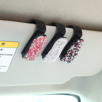 Crystal new car glasses clip with diamond inlay creative car glasses clip ticket clip