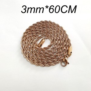 Rose gold Stainless steel chain 3MM*60CM Color preserving electroplated titanium steel chain