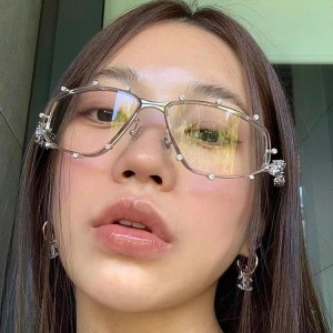 New rhinestone sunglasses, high-end fashion trend, metal frame sunglasses