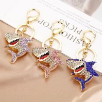 Cute cartoon ocean shark keychain bag pendant gift alloy rhinestone
